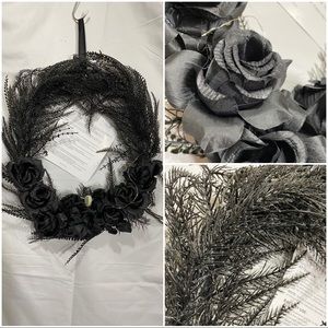 Light Up Black Wreath, Artificial Flowers rose roses goth emo